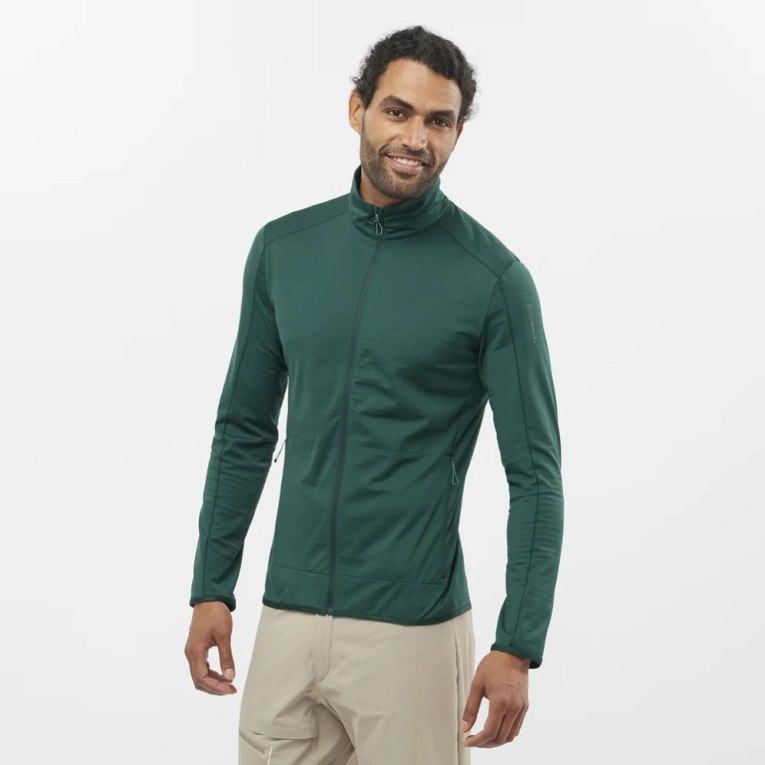 Casaco Salomon Essential Lightwarm Full Zip Masculino Verdes Escuro | PT H60752